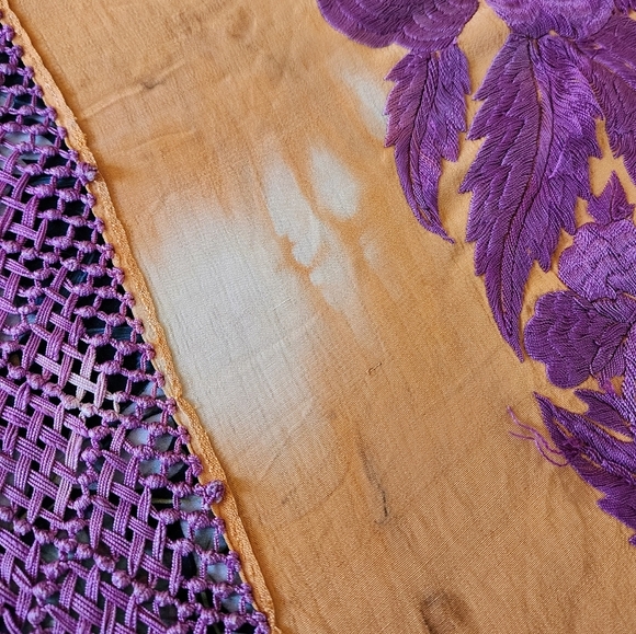 Victorian Silk Embroidered Piano Shawl - Picture 11 of 11